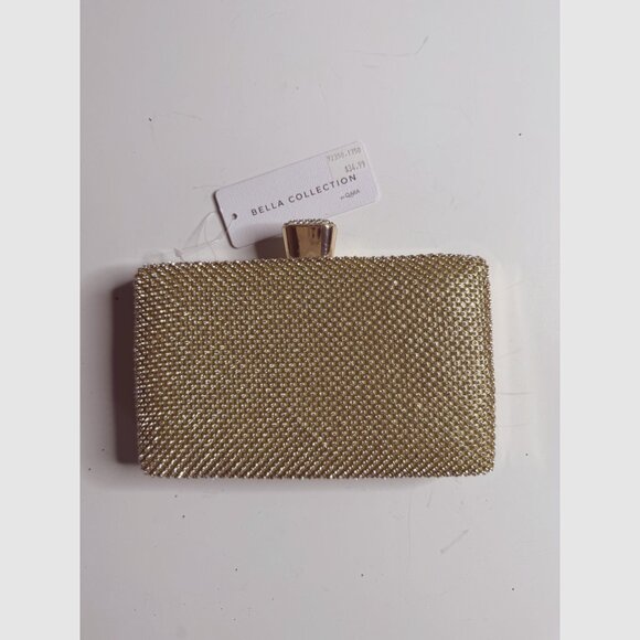 Gold Rhinestone Evening Clutch Bag With Chain Strap & Snap Closure Bella Collect - Picture 1 of 6